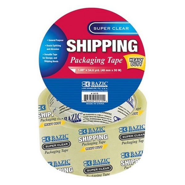 Bazic Products Bazic 1.88in x 54.6 Yards Super Clear Heavy Duty Packing Tape Pack OF 36 915 - main